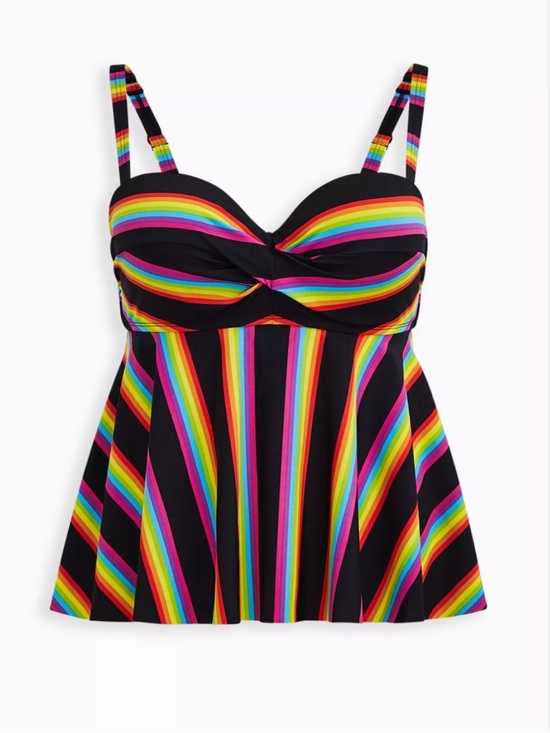 torrid Other - Torrid size 2 swim top bathing suit Rainbow Stripe One Piece Swimsuit Black